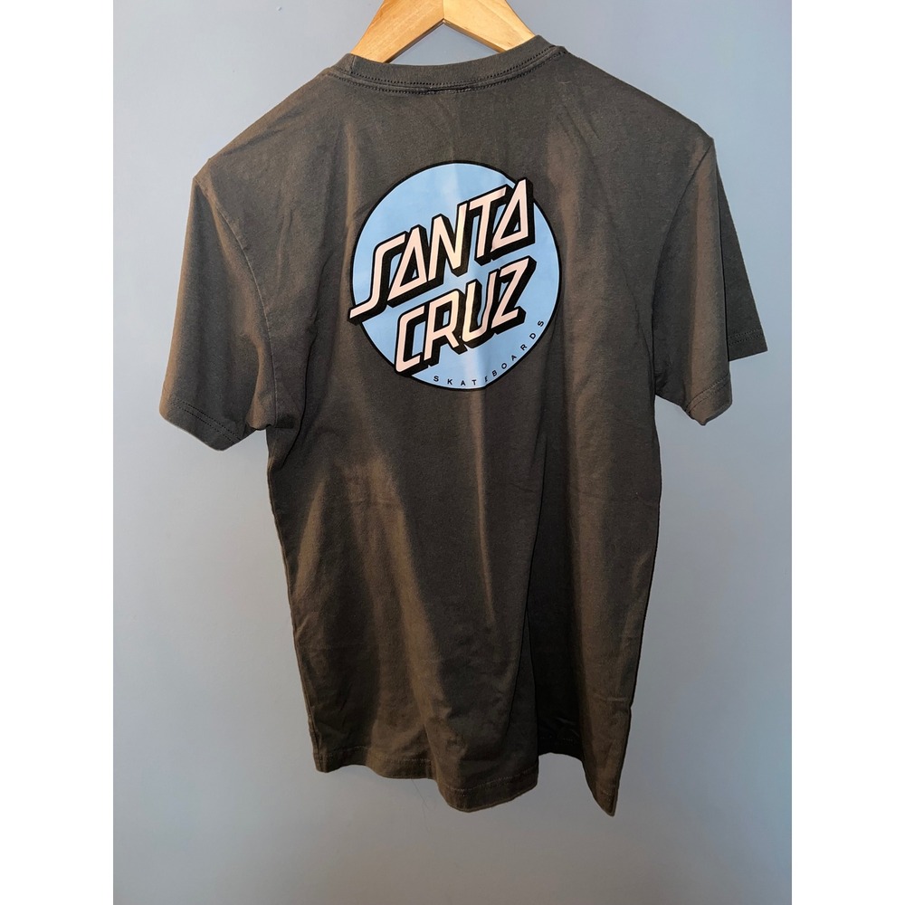 Santa Cruz Skateboards Dot Logo Graphic T-Shirt Charcoal Grey Blue Small